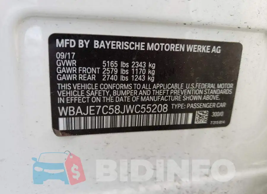 WBAJE7C58JWC55208 Photo# 12