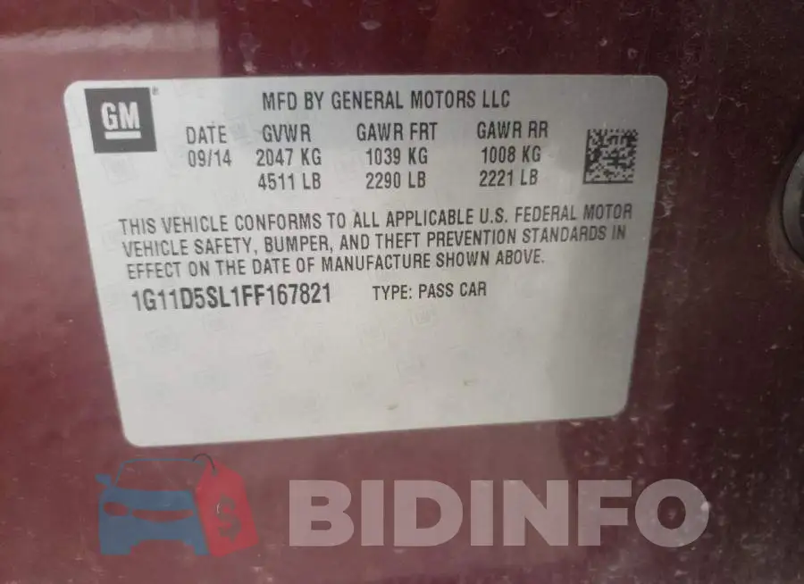 1G11D5SL1FF167821 Photo# 12