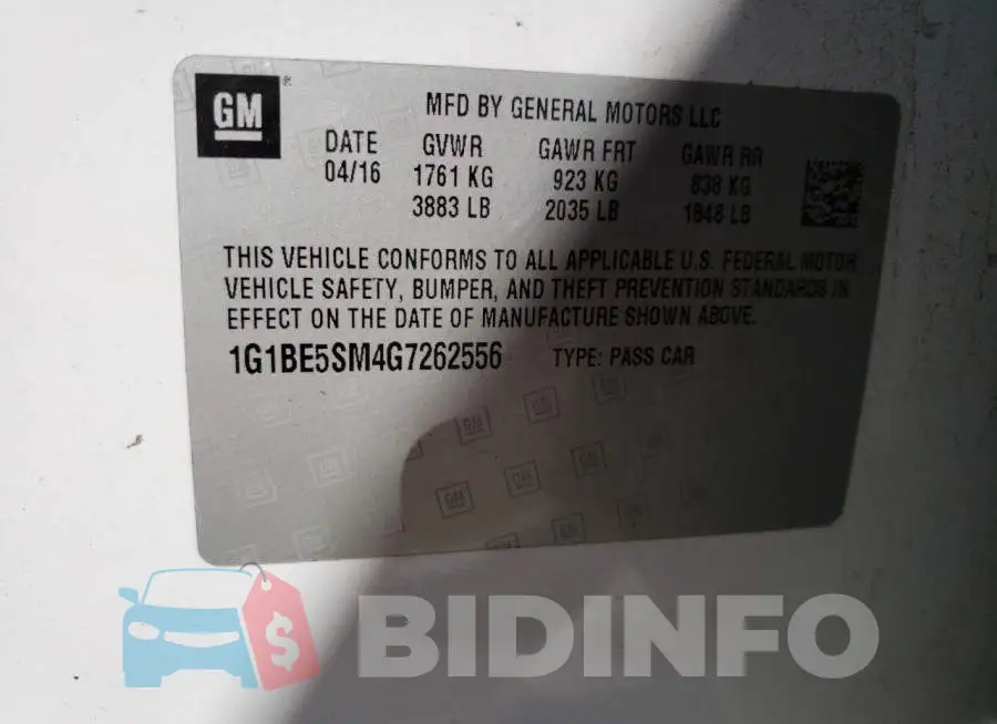 1G1BE5SM4G7262556 Photo# 12