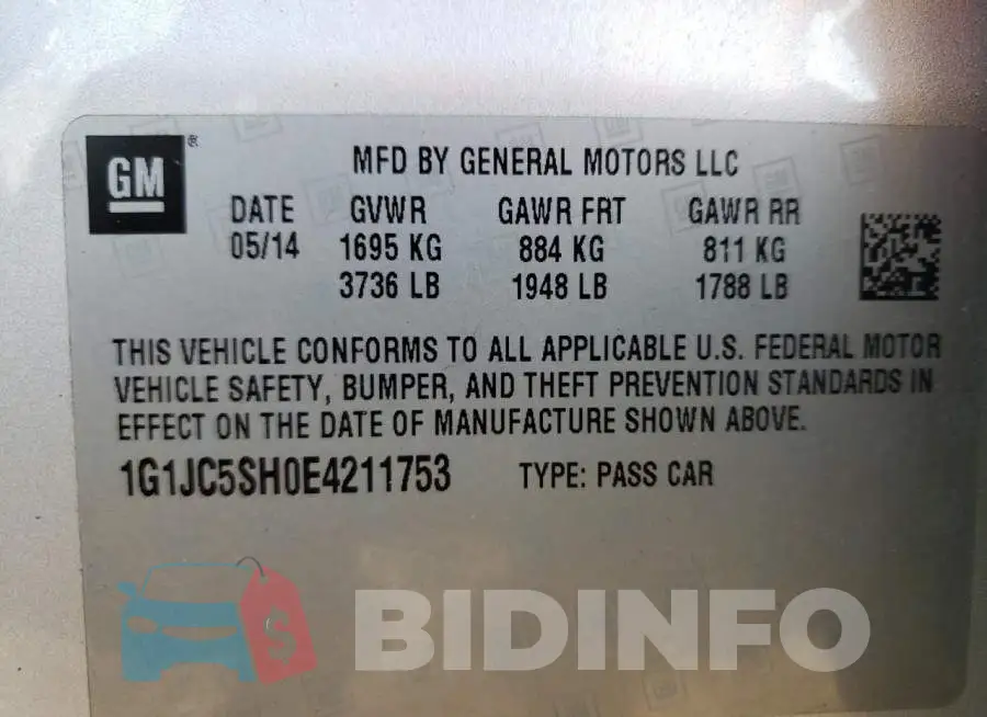 1G1JC5SH0E4211753 Photo# 12