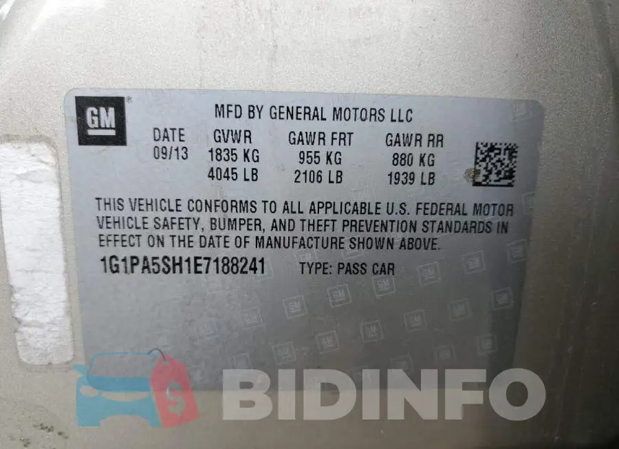 1G1PA5SH1E7188241 Photo# 10