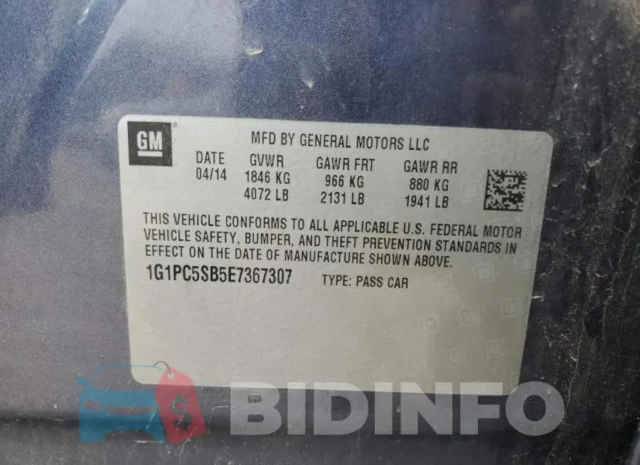 1G1PC5SB5E7367307 Photo# 12
