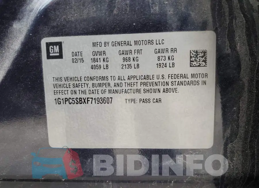 1G1PC5SBXF7193607 Photo# 12