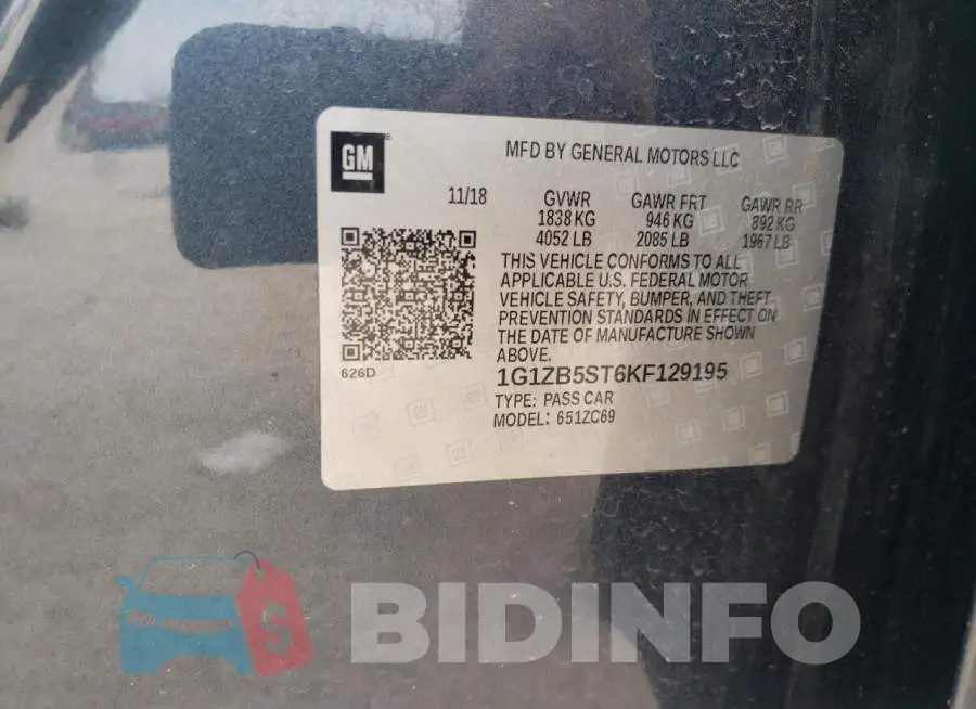1G1ZB5ST6KF129195 Photo# 12