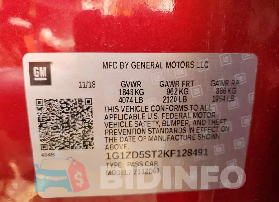 1G1ZD5ST2KF128491 Photo# 12