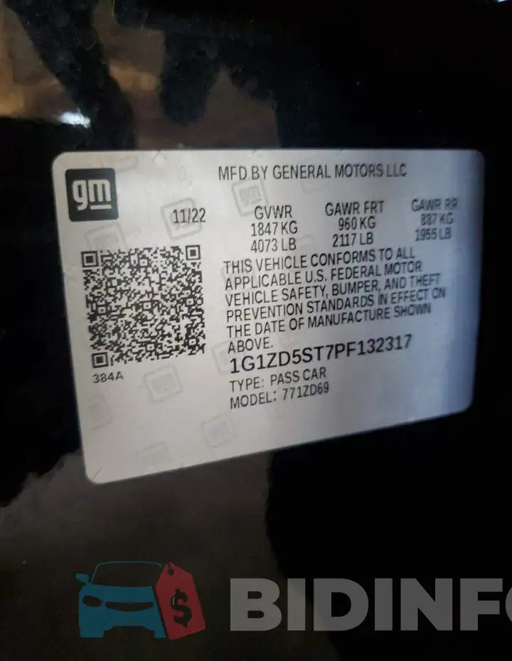 1G1ZD5ST7PF132317 Photo# 12