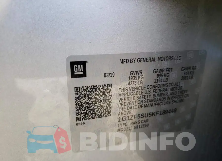 1G1ZF5SU5KF189448 Photo# 12