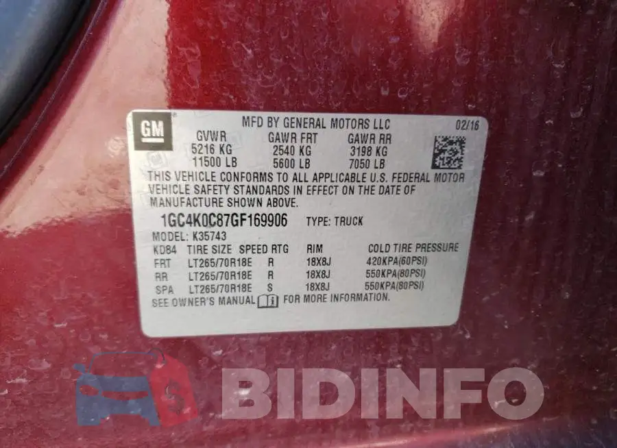 1GC4K0C87GF169906 Photo# 13