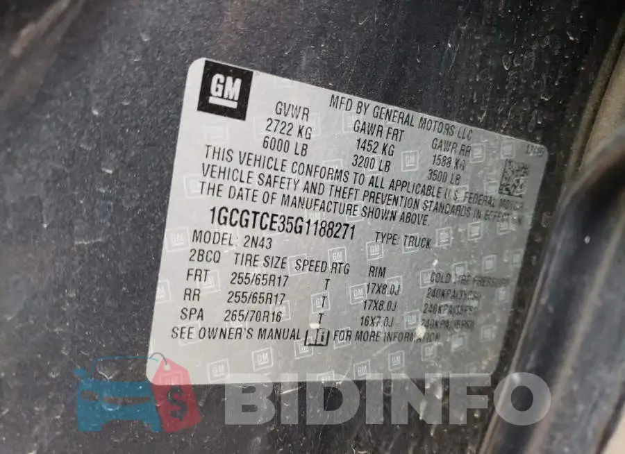 1GCGTCE35G1188271 Photo# 12