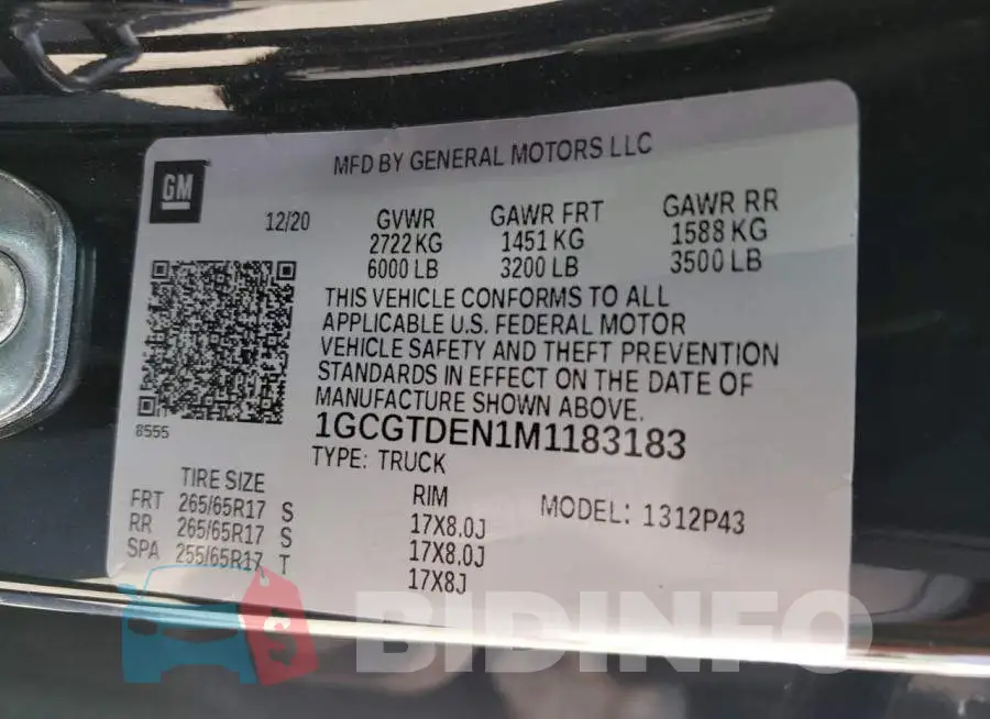 1GCGTDEN1M1183183 Photo# 13