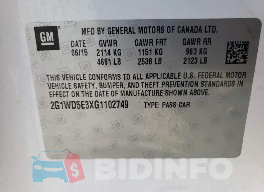 2G1WD5E3XG1102749 Photo# 12