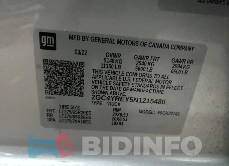 2GC4YREY5N1215480 Photo# 12