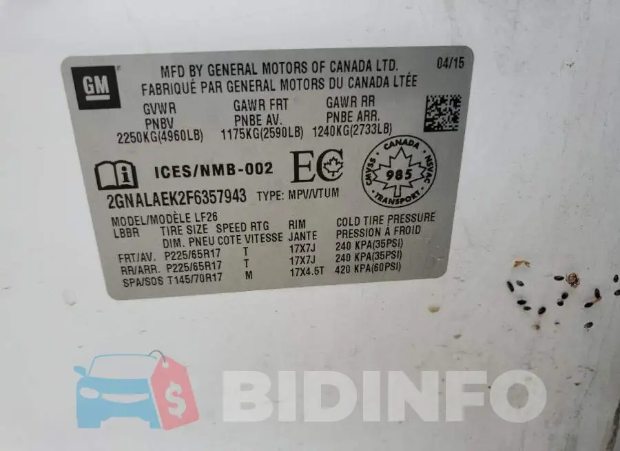 2GNALAEK2F6357943 Photo# 13