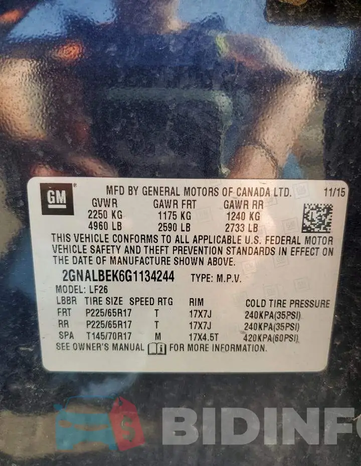 2GNALBEK6G1134244 Photo# 13