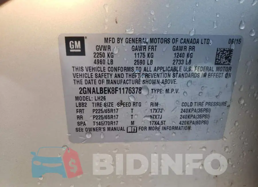 2GNALBEK8F1176378 Photo# 13