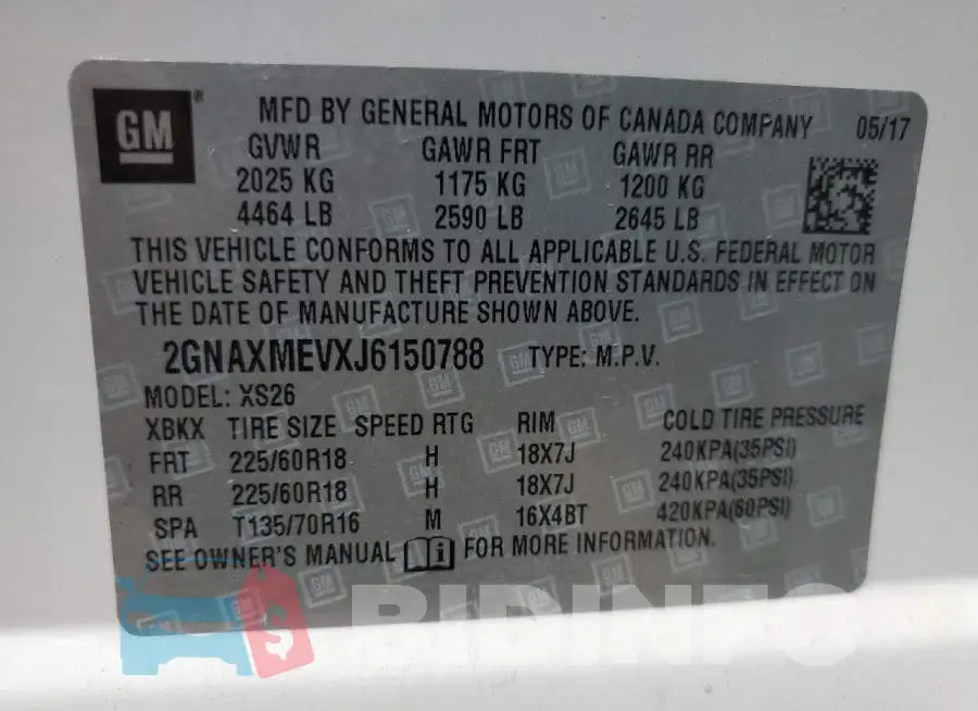 2GNAXMEVXJ6150788 Photo# 12