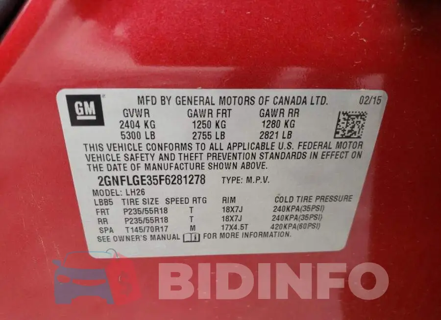 2GNFLGE35F6281278 Photo# 14
