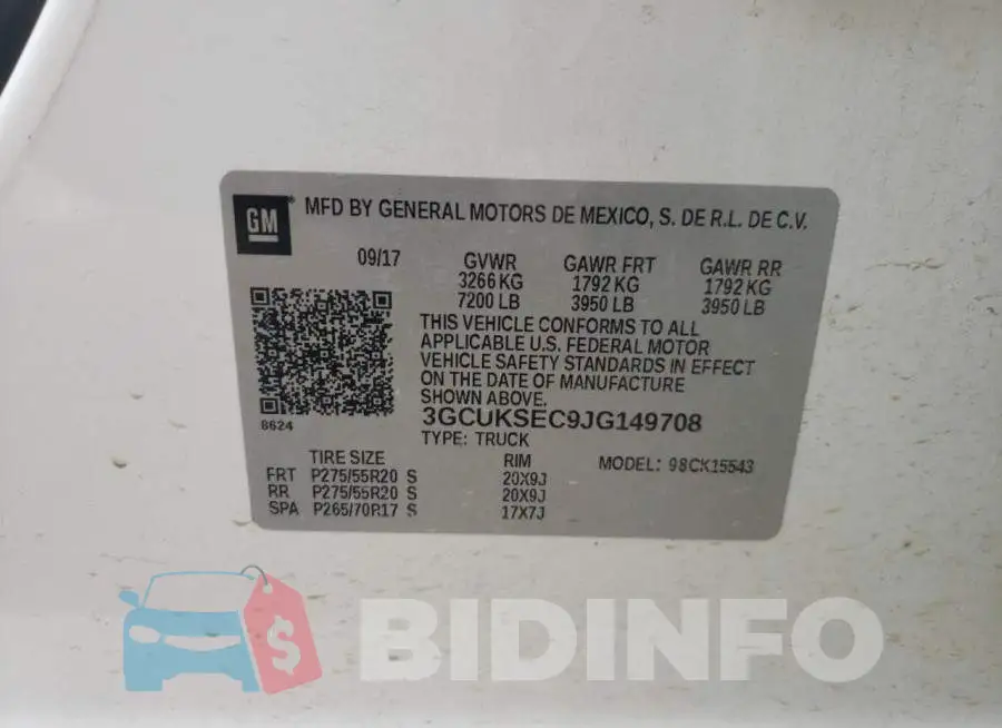 3GCUKSEC9JG149708 Photo# 12
