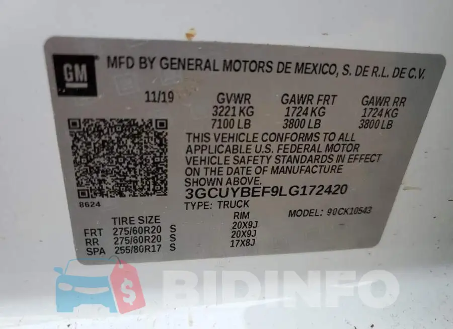 3GCUYBEF9LG172420 Photo# 13
