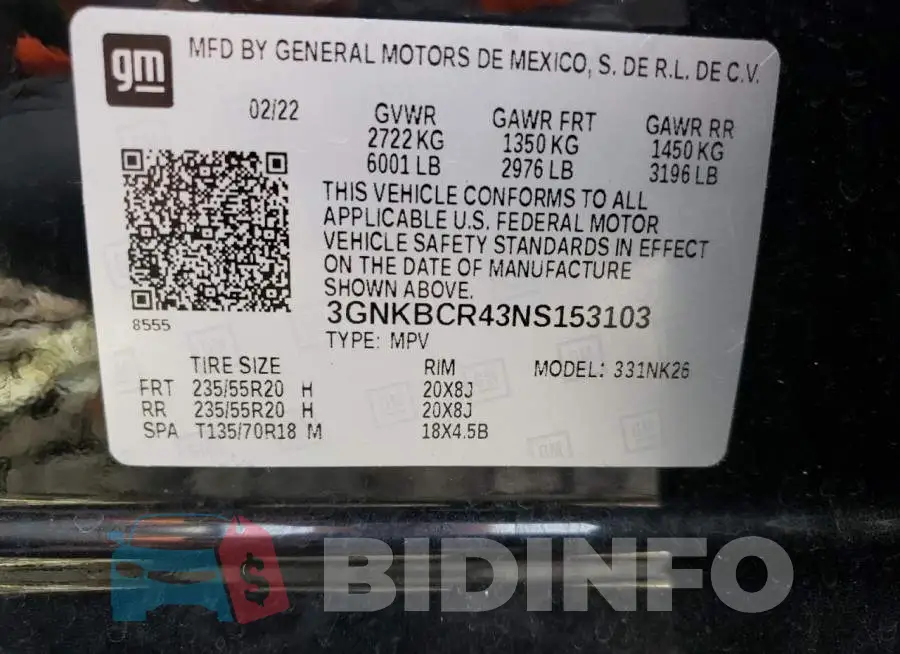 3GNKBCR43NS153103 Photo# 13