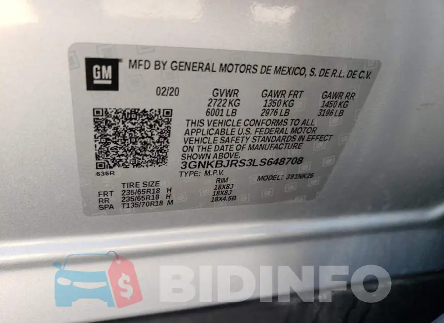 3GNKBJRS3LS648708 Photo# 12
