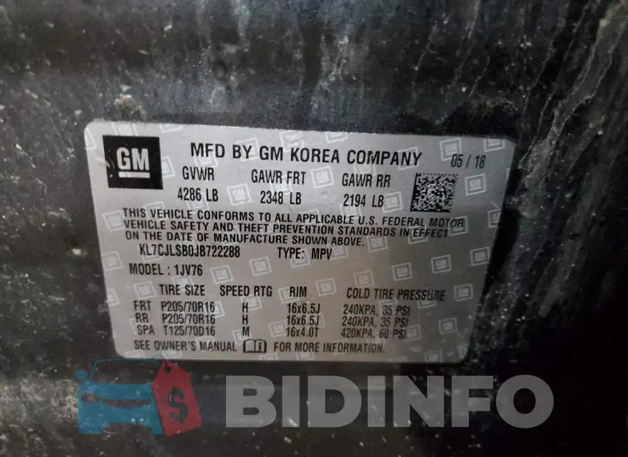 KL7CJLSB0JB722288 Photo# 14
