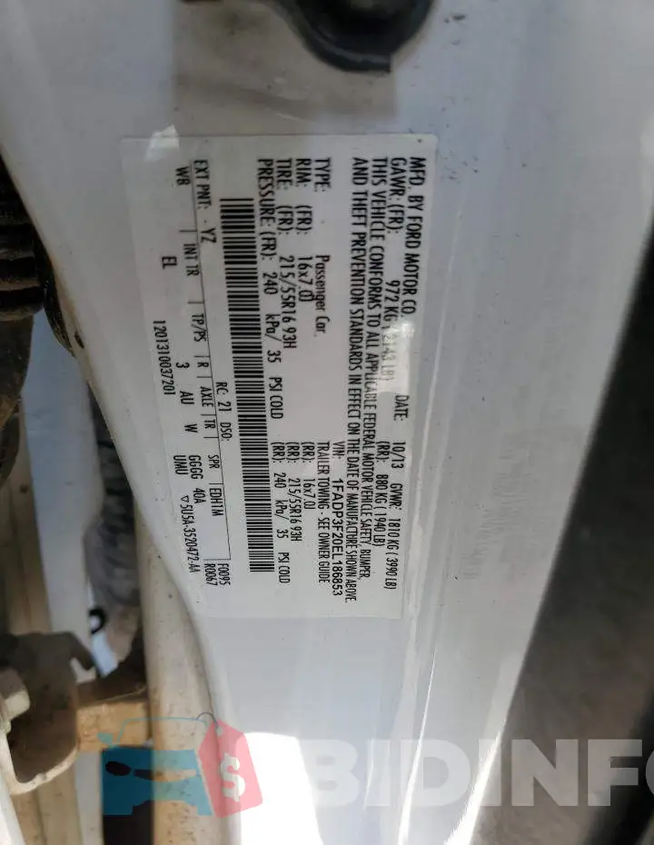 1FADP3F20EL186853 Photo# 10