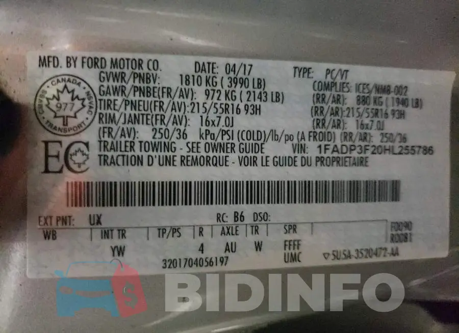 1FADP3F20HL255786 Photo# 13