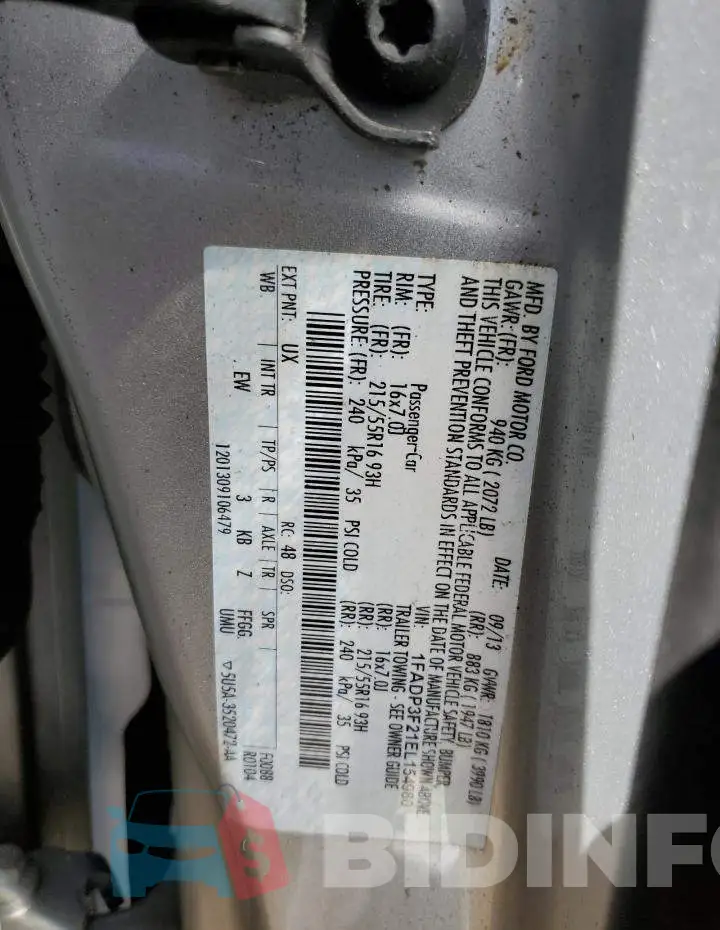1FADP3F21EL154980 Photo# 12