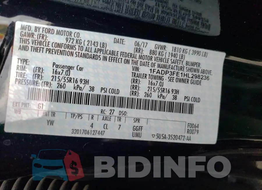 1FADP3FE1HL298236 Photo# 10