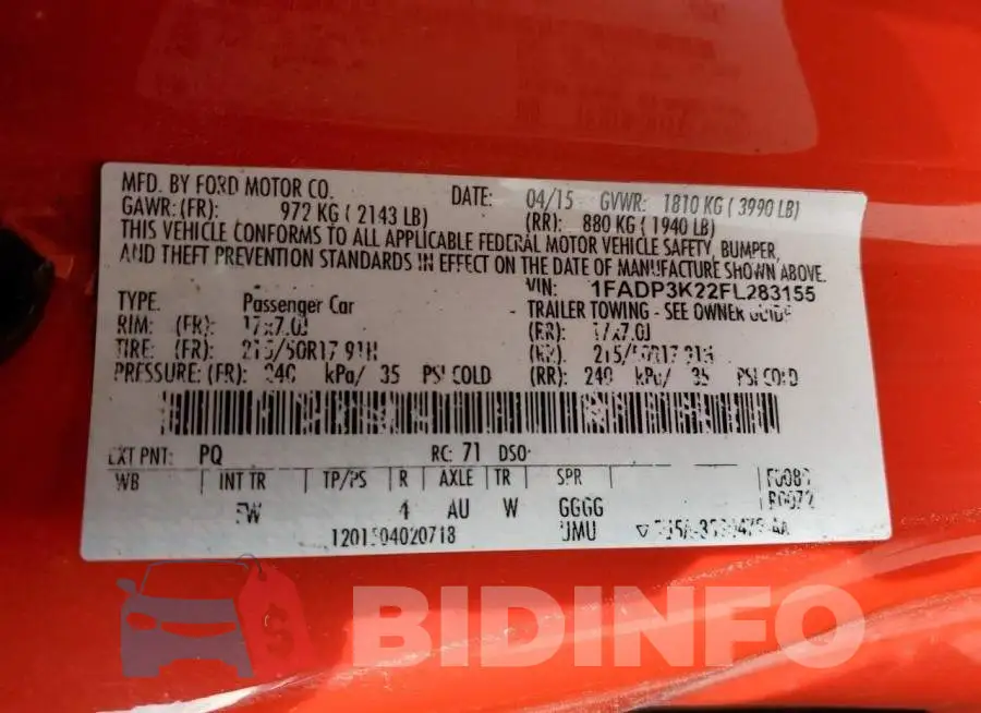 1FADP3K22FL283155 Photo# 12
