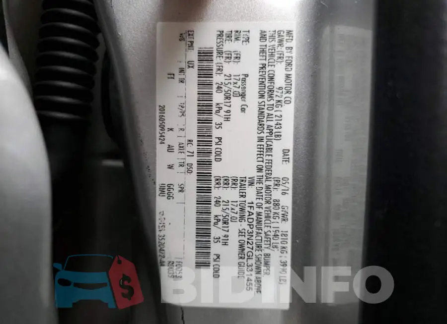 1FADP3N27GL331455 Photo# 12