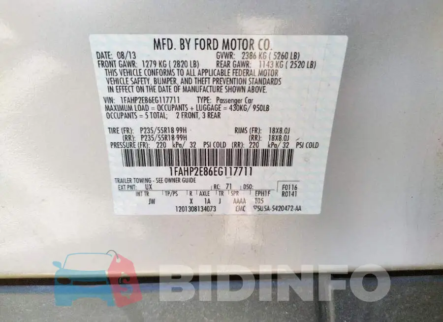 1FAHP2E86EG117711 Photo# 12