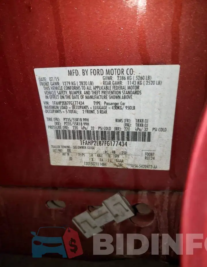 1FAHP2E87FG177434 Photo# 12