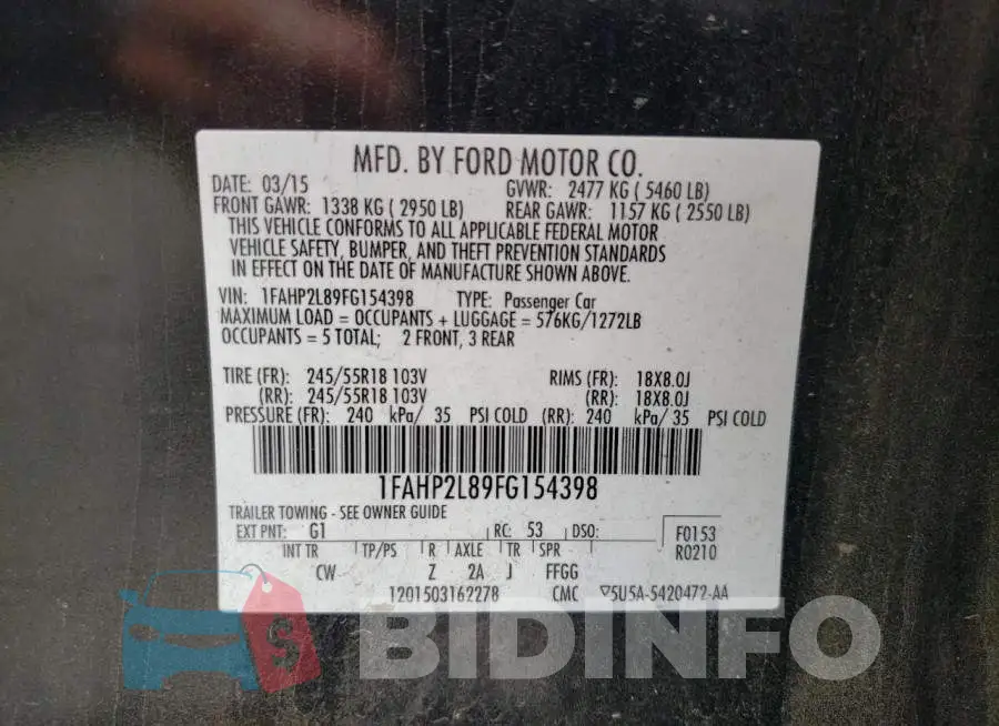 1FAHP2L89FG154398 Photo# 12