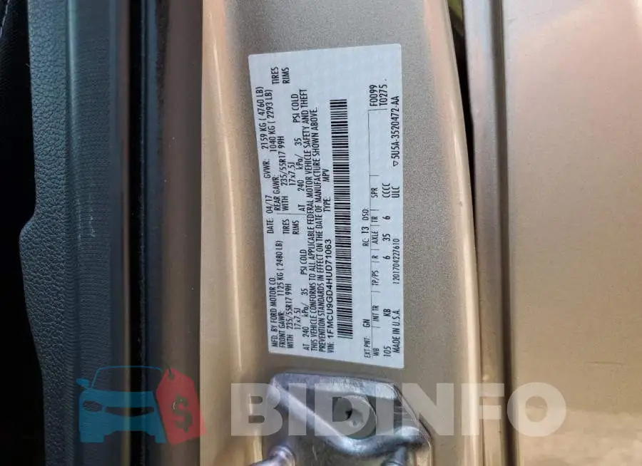 1FMCU9GD4HUD71063 Photo# 12