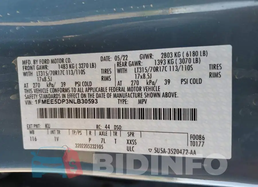 1FMEE5DP3NLB30593 Photo# 14