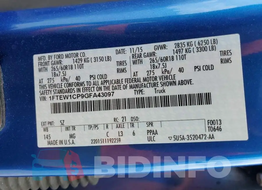 1FTEW1CP9GFA43097 Photo# 12
