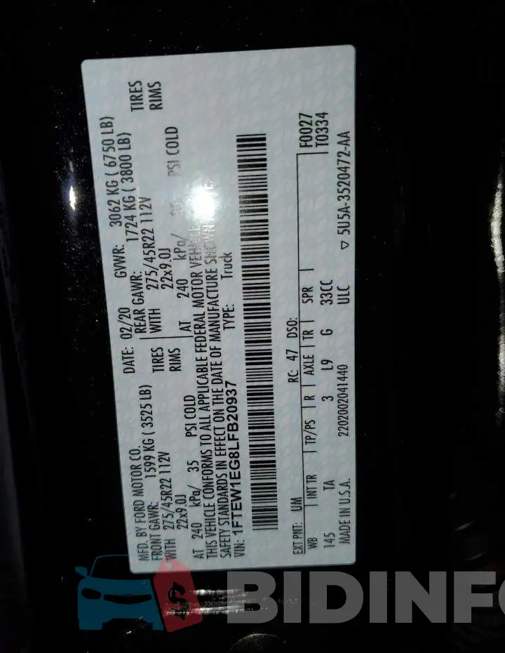 1FTEW1EG8LFB20937 Photo# 13