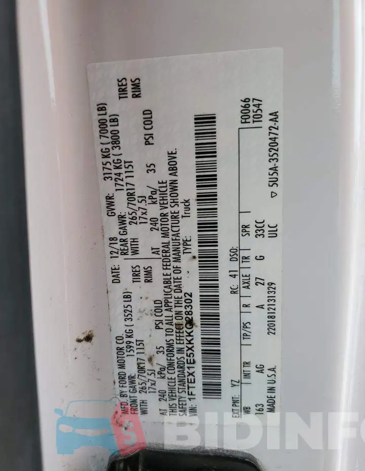 1FTEX1E5XKKC28302 Photo# 13
