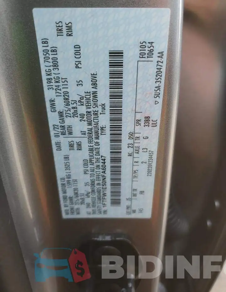1FTFW1E50NFA60447 Photo# 12