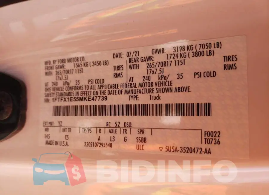 1FTFX1E55MKE47739 Photo# 13