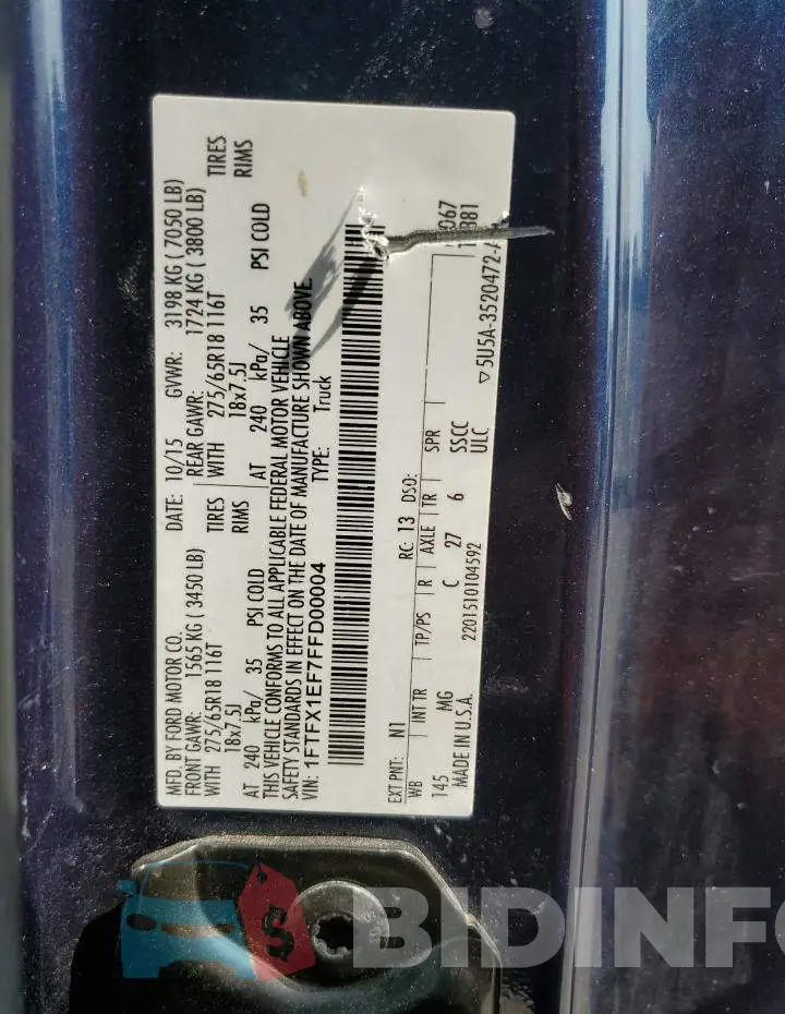 1FTFX1EF7FFD00004 Photo# 12