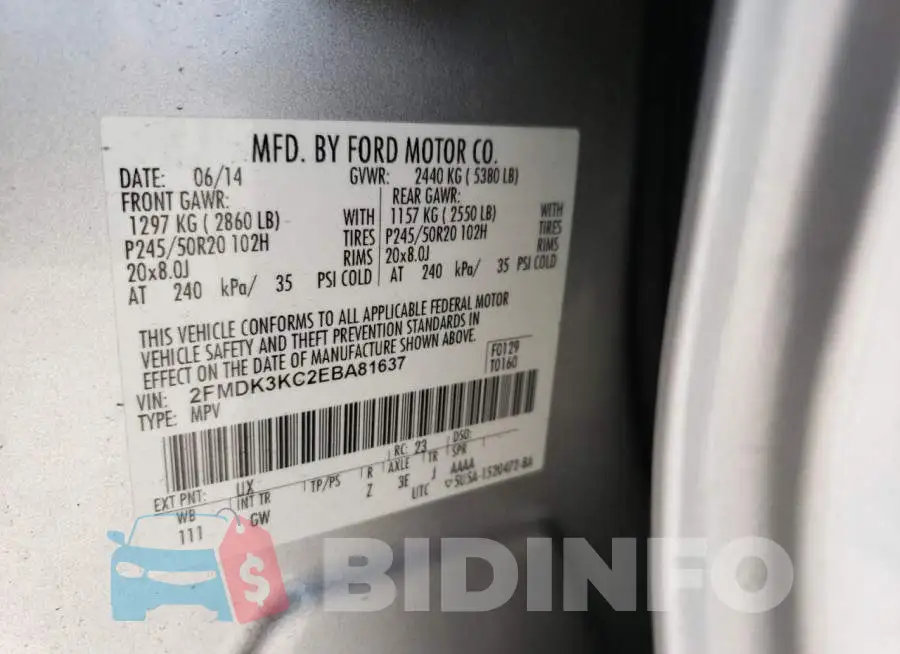 2FMDK3KC2EBA81637 Photo# 12