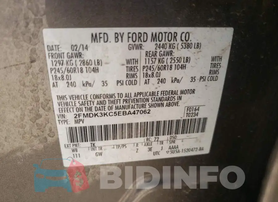 2FMDK3KC5EBA47062 Photo# 13