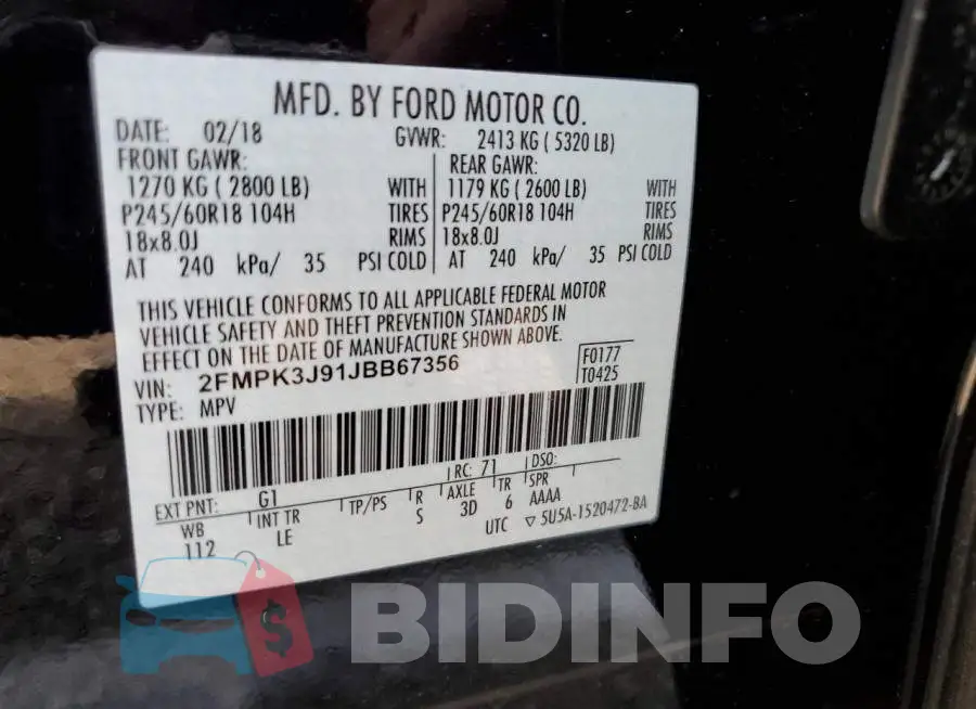 2FMPK3J91JBB67356 Photo# 13