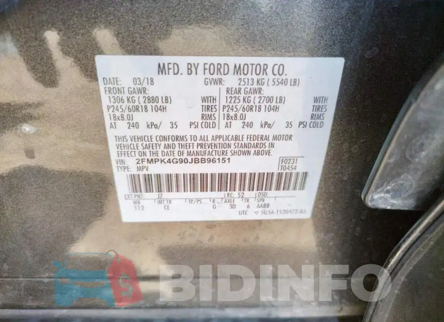 2FMPK4G90JBB96151 Photo# 12