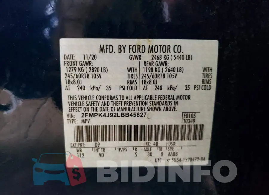 2FMPK4J92LBB45827 Photo# 13