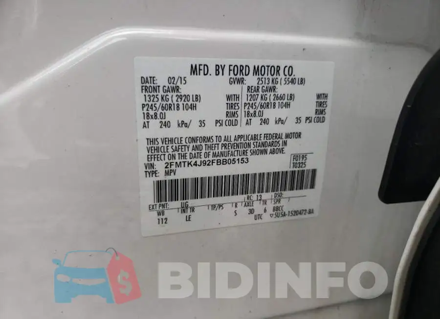 2FMTK4J92FBB05153 Photo# 13