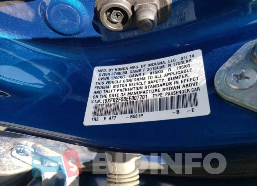 19XFB2F56EE007701 Photo# 12
